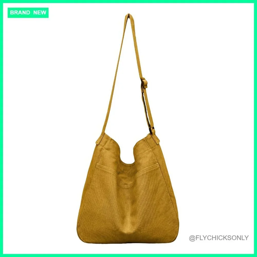 Large Canvas Hobo Bag Crossbody Shoulder Tote with Multiple Pockets